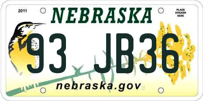 NE license plate 93JB36