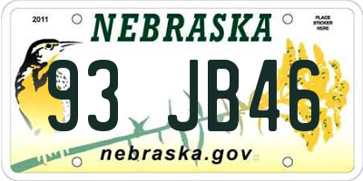 NE license plate 93JB46