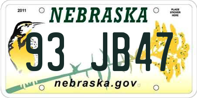 NE license plate 93JB47