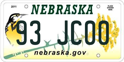 NE license plate 93JC00