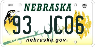 NE license plate 93JC06