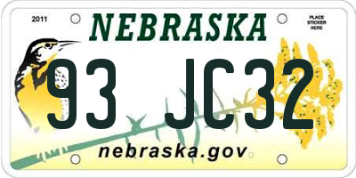 NE license plate 93JC32