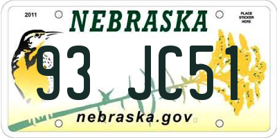 NE license plate 93JC51