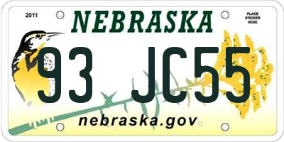 NE license plate 93JC55