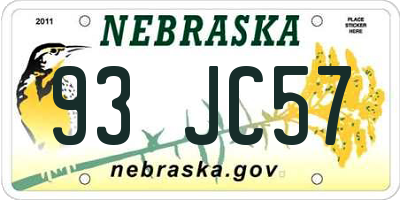 NE license plate 93JC57
