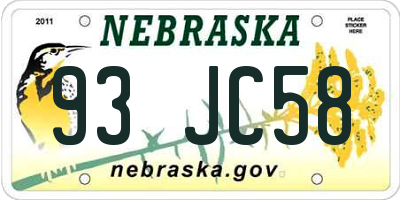 NE license plate 93JC58