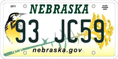 NE license plate 93JC59