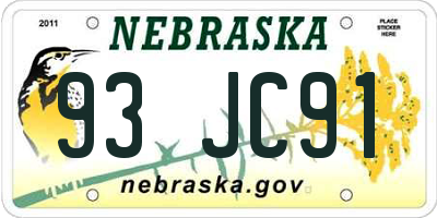NE license plate 93JC91