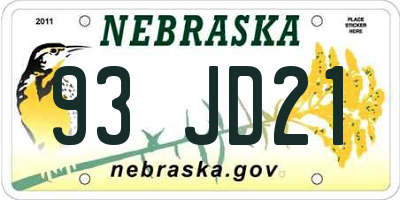 NE license plate 93JD21