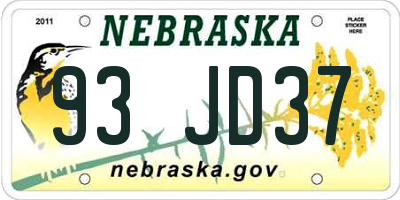 NE license plate 93JD37