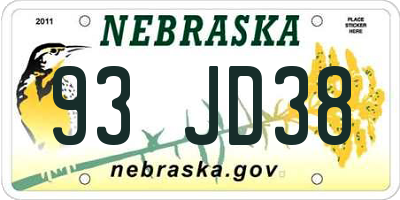 NE license plate 93JD38