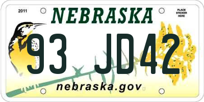 NE license plate 93JD42