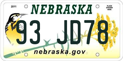 NE license plate 93JD78