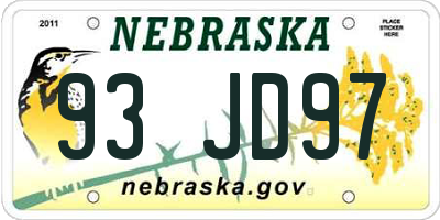 NE license plate 93JD97