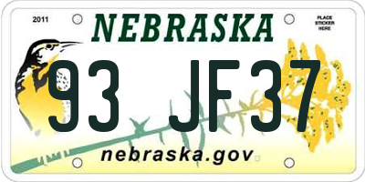 NE license plate 93JF37
