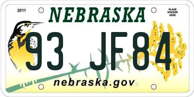 NE license plate 93JF84