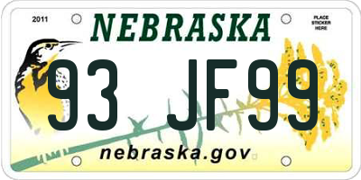 NE license plate 93JF99