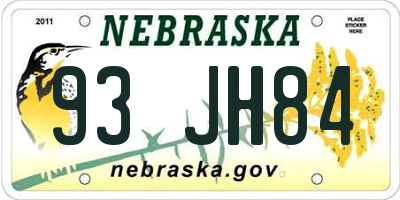 NE license plate 93JH84