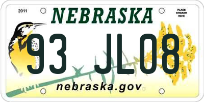 NE license plate 93JL08