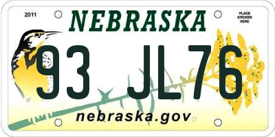 NE license plate 93JL76