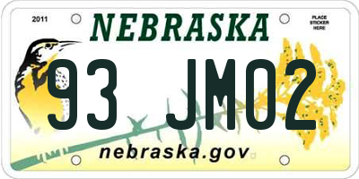 NE license plate 93JM02