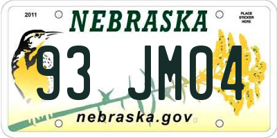 NE license plate 93JM04
