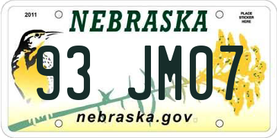 NE license plate 93JM07