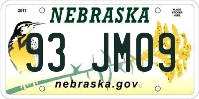 NE license plate 93JM09