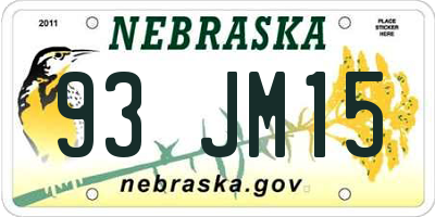NE license plate 93JM15