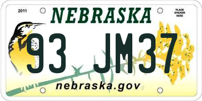 NE license plate 93JM37