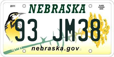 NE license plate 93JM38