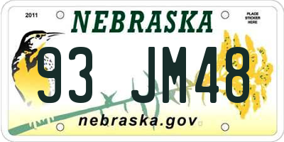 NE license plate 93JM48