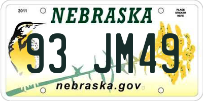 NE license plate 93JM49