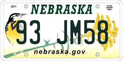 NE license plate 93JM58