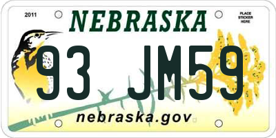 NE license plate 93JM59