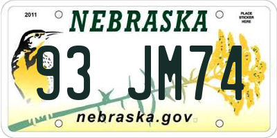 NE license plate 93JM74