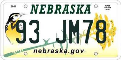 NE license plate 93JM78