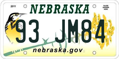 NE license plate 93JM84