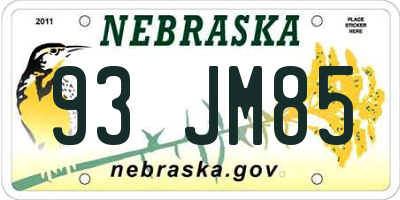 NE license plate 93JM85