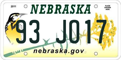 NE license plate 93JO17