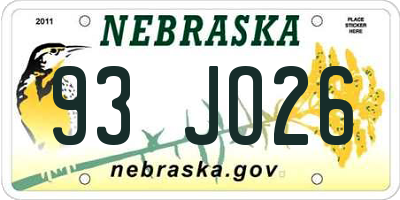 NE license plate 93JO26