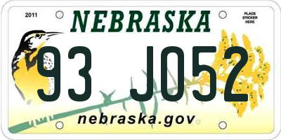 NE license plate 93JO52