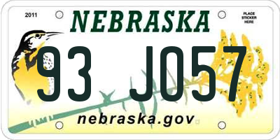 NE license plate 93JO57