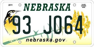 NE license plate 93JO64