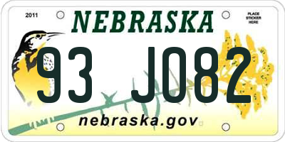 NE license plate 93JO82