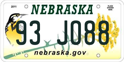 NE license plate 93JO88