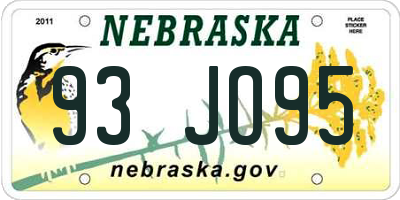NE license plate 93JO95