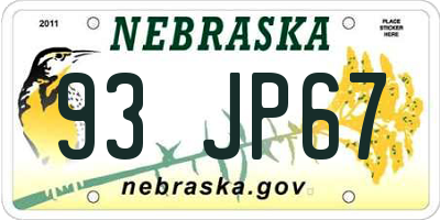 NE license plate 93JP67