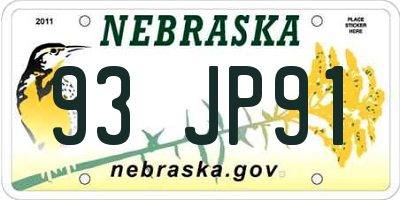 NE license plate 93JP91