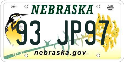 NE license plate 93JP97